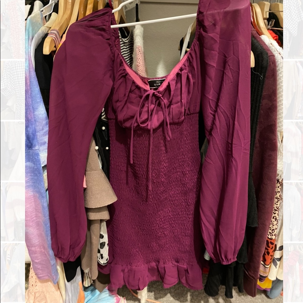 Purple dress ruched